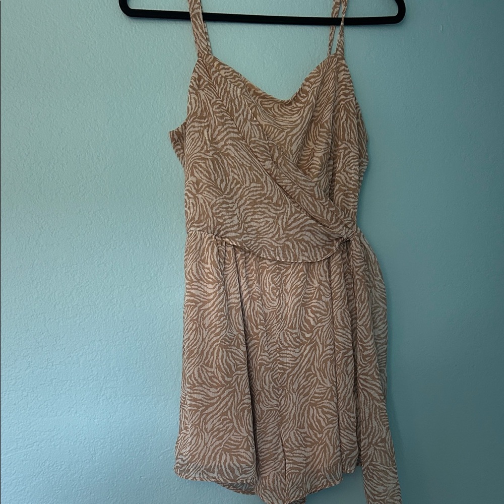 Elegant Tan Wrap Dress/romper
